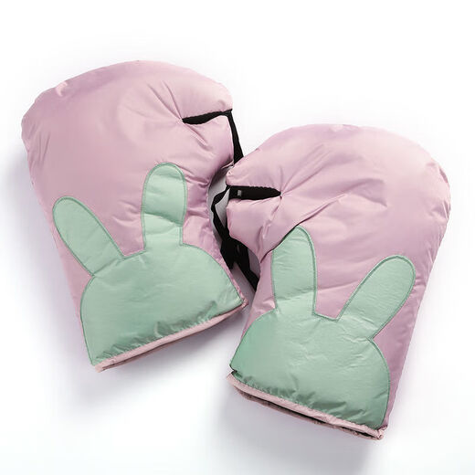 Fantasy bicycle handlebar cover winter tram warm and rainproof electric bicycle windshield gloves coldproof waterproof thickened handlebar pink rabbit handlebar cover (thickened version)