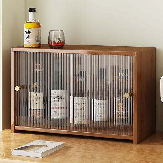 Jieyunmao small wine cabinet storage rack for home living room 2025 new wine rack display rack solid wood non-simple red wine cabinet simple brown 55cm long dust-proof storage