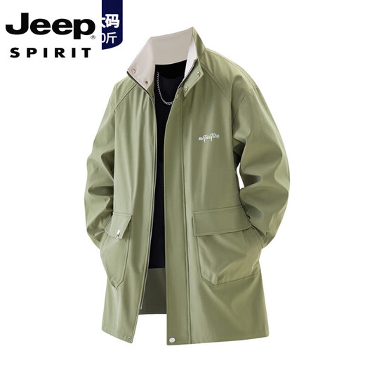 JEEP SPIRIT大码风衣外套男中长款2025春秋季新款休闲宽松夹克胖子加肥加大码 8808款卡其 5XL