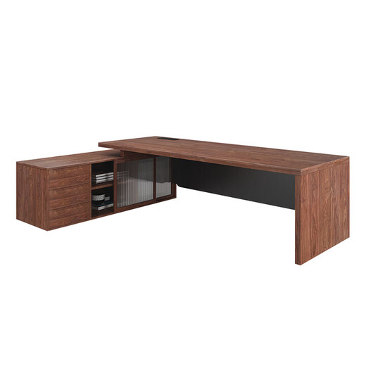 Solid wood boss desk with side cabinets North American black walnut president desk law firm office executive desk pine single table 180*80 thick 4.5cm
