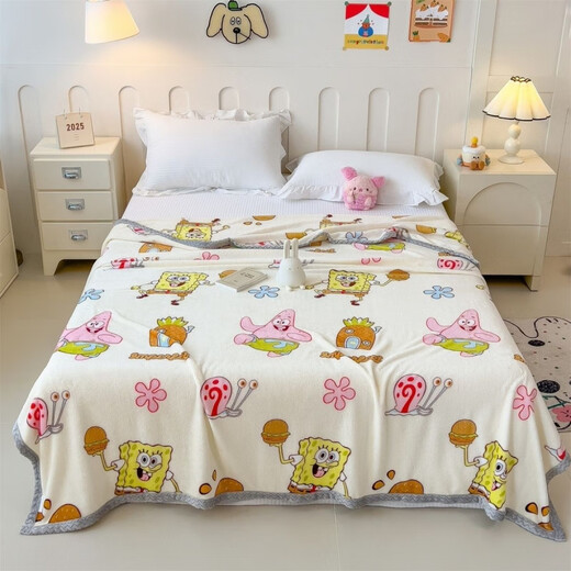 SpongeBob SquarePants Blanket Kindergarten Children's Blanket Cartoon Milk Velvet Single Student Dormitory Cover Blanket Air Conditioning Blanket SpongeBob SquarePants 100cm*115cm Kindergarten Blanket