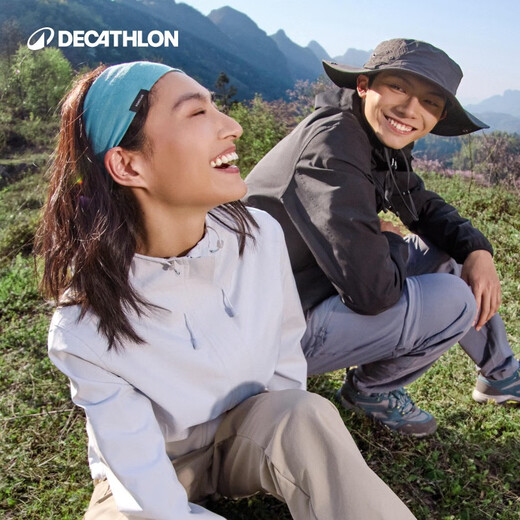 Decathlon Hard Shell Jacket Top Men's and Women's Outdoor Windproof Mountaineering Hiking Waterproof Jacket Windbreaker Sports Jacket MH150 Black-2025 New (Men's MH100) L