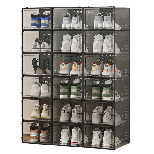 Hualeji Thickened Shoe Box Storage Box Transparent Folding Storage Box Plastic Sneaker Rack Shoe Cabinet Drawer-type Space-Saving Artifact B Type - 46.5 Size White Transparent Buy 4 Get 4 Free Total 8 Pieces Can Be Fitted 0x0x0cm