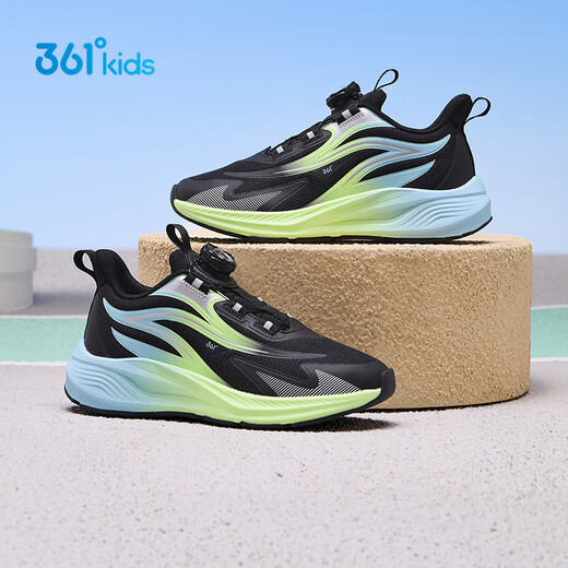 361 Qingling Children's Running Shoes 26 Spring Spring Bounce Cushioning Knob Professional Sports Shoes for Men and Women, Middle and Large Children, Black 36