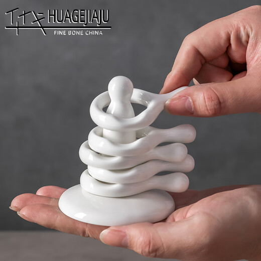 Lange creative Japanese chopstick holder household chopstick holder ceramic chopstick pillow Korean chopstick holder chopstick holder drag chopstick pad spoon rest 1 set of 5 breakfast spoons and 5 mahogany chopsticks