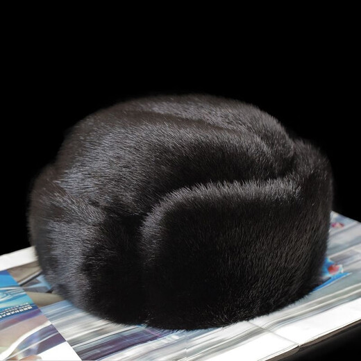 Maycaur mink hat men's whole mink fur autumn and winter new mink hair for middle-aged and elderly people thickened and warm Northeast gift black whole mink M head circumference 56-57cm