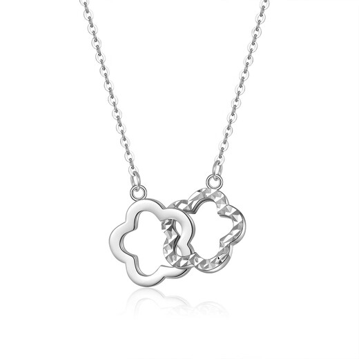 Wanfu dragons interlocking with each other丨PT950 platinum temperament double ring necklace, versatile and fashionable authentic platinum necklace for women, gift 43cm, platinum/double ring four-leaf clover necklace 2.88g