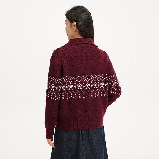 Hotwind Sweater Women's 2025 Winter New Women's Retro Casual Warm Comfortable Soft Fair Isle Sweater 05 Red S