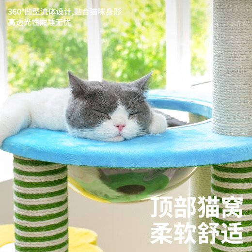 ZEZE Huakai Amusement Park Cat Climbing Frame Cat Nest Scratching Post Integrated Jumping Platform Observation Deck Large Cats and Multiple Cats Available Colorful Garden Climbing Frame 66*55*110cm Universal