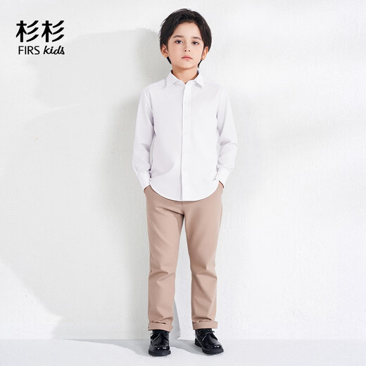 Shanshan boys' shirts long-sleeved children's white shirts for girls autumn and winter primary school uniforms performance clothes white 120
