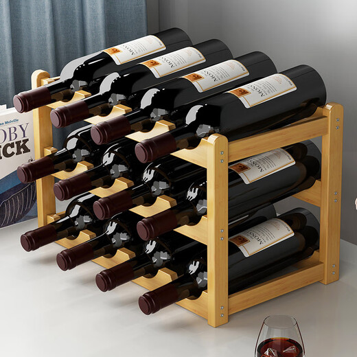 The middle shopkeeper's simple wine rack storage rack solid wood wine cabinet red wine display rack home decoration bar small wine display rack brown style - second floor 33CM
