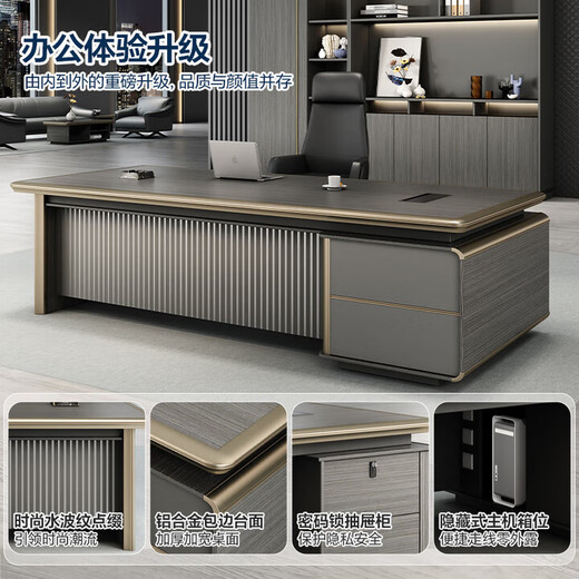 Desk Boss Desk Simple Modern Manager Desk Light Luxury Leadership Desk and Chair Set Office Executive Desk Combination 1.6 Meter Boss Desk E0 Plate + Desktop Aluminum Alloy Edge