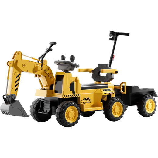 Bowell children's excavator toy car can seat 1-3 years old large girl boy remote control electric excavator engineering vehicle push handle semi-electric single drive + manual steering arm + 4A battery