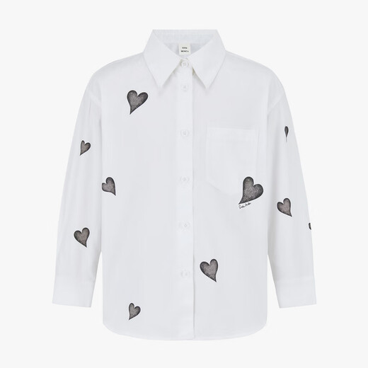 Little MO&Co. Children's clothing autumn new style girls pure cotton love long-sleeved shirt shirt KBD3SHT003 white 140 140/68