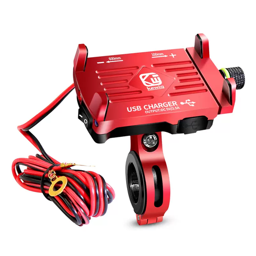 Yusenyikaiweige aluminum alloy motorcycle mobile phone holder rechargeable waterproof delivery navigation electric vehicle mobile phone holder anti-proof ordinary version four-claw red + rearview mirror base