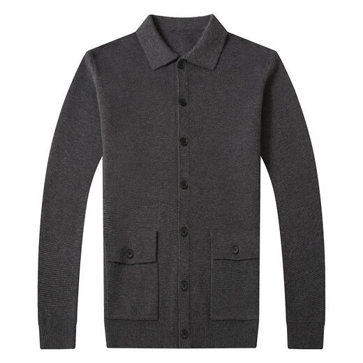 AX Armani Spring and Autumn Wool Cardigan Men's Sweater Loose Knitwear Middle-aged Solid Color Thin Jacket Gray 7721 M 165