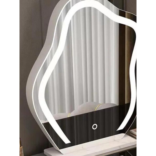 Fat Donglai's same style vanity mirror LED light cloud desktop desktop vanity mirror with light luxury LED smart mirror master bedroom vanity mirror large white rechargeable model - three-color lamp