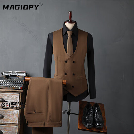 MAGIOPY luxury high-end brand casual suit suit men's wedding dress business slim suit commuter formal suit men's black (suit + trousers) high-end gift box M 48 (100-112 Jin Jin equals 0.5 kg) high-end gift box