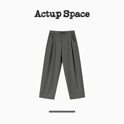 ACTUP Lu Xiaohu American-style velvet casual trousers for men in autumn and winter thickened loose wide-leg pants trendy sports pants carbon gray M 170/76A