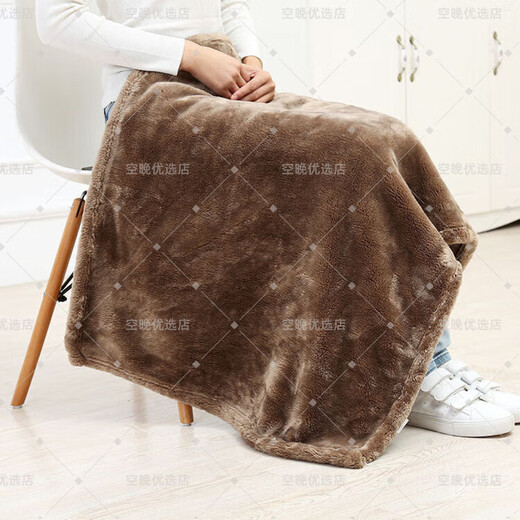 Wheelchair leg-covering small blanket, thickened flannel blanket, baby and children's lunch break, office and class multi-purpose thin blanket, extra thick coffee color