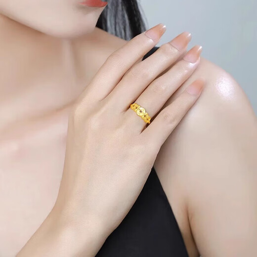 Vietnam Sand Gold Five Emperors Coin Ring Women's Gold-plated Copper Coin Open Ring Ring Will Not Fade for a Long Time as a Gift Gold Five Emperors Coin Ring Open Style