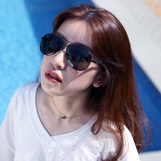 Gravel Sunglasses for Men and Women Polarized Driving Sunglasses Aluminum Magnesium Color Changing Toad Glasses Clear Flying Glasses Fixed Myopia Glasses Silver Frame-Ice Blue Film (Polarized)