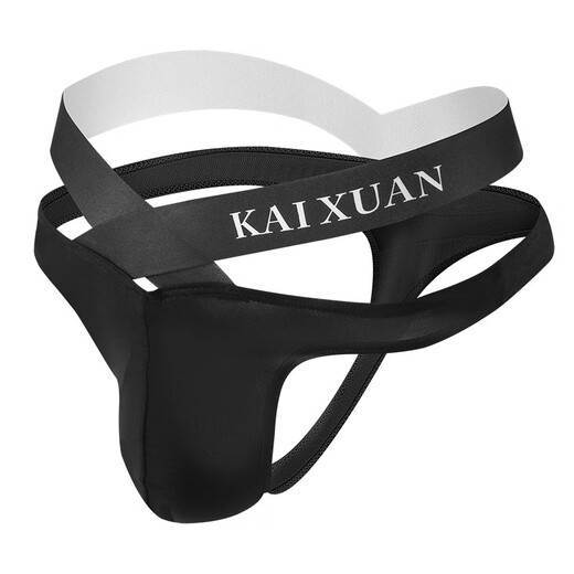 Men's underwear thong ultra-thin ice silk transparent breathable quick-drying single T sexy youth trend fashion T-string black S