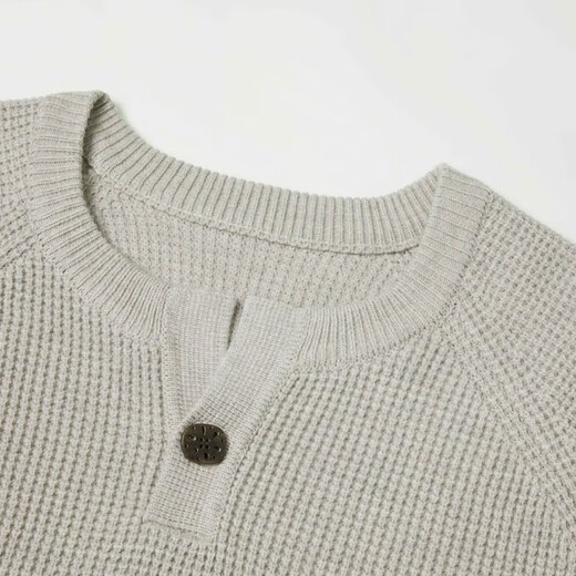 VANCL Autumn and Winter Men's and Women's Casual Warm Henry V-Neck Sweater Black Gray S