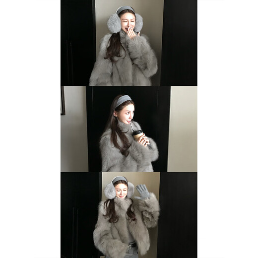 COCO LIMITED dinner party daughter imported from Finland sagafurs two-color smudge-dyed fox fur stand-up collar smudge-dyed gilt white pre-sale M