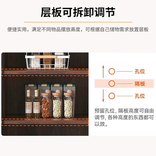 Yipinfan honest wood sideboard against the wall integrated tea cabinet side cabinet French retro multi-layer storage cabinet living room tea and wine cabinet All solid wood + upgraded thickened 16MM back panel Walnut color sideboard 80*40*89cm