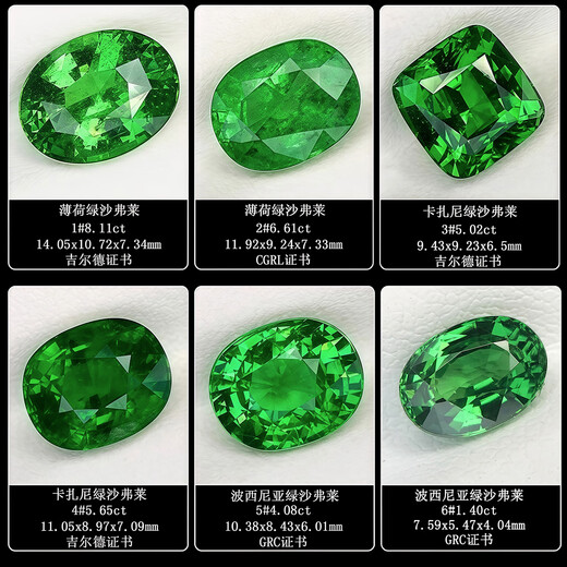 Blue Xianghe 2 Kazani green tsavorite large carat loose stone ring face gemstone 18k gold men's and women's ring pendant bracelet 8.11 carats 1#
