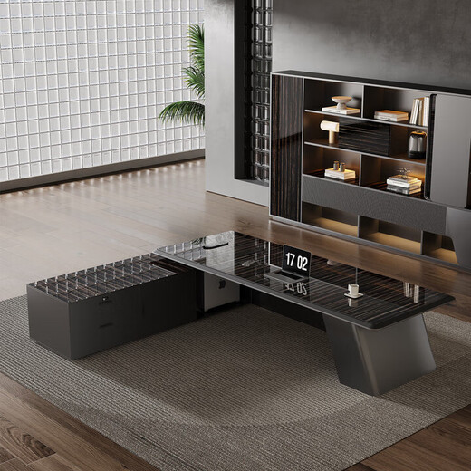 Boss desk office desk and chair combination simple and modern president desk leadership office furniture manager executive desk 2.0 meters president desk (rounded corner desktop model)