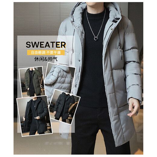 Cotton coat men's jacket 2025 winter thickened cotton jacket hooded mid-length cotton coat men's casual warm winter JXL 9788 Army Green 6XL