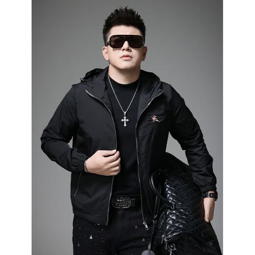 ROYAL PALM POLO SPORTS CLUB European station men's high-end spring and autumn trendy brand embroidered hooded jacket men's coat men's new autumn top casual black 4XL