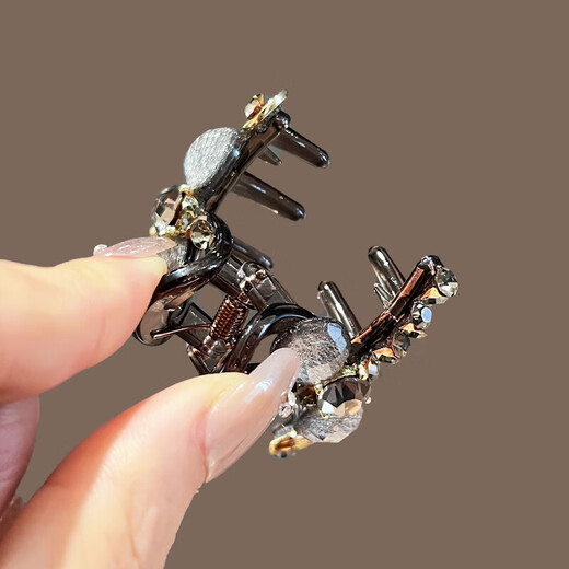 Zuoou transition period hairpin for women, light luxury, high-end, flashing diamond round beads, small clip, short hair, half-tied hair, shark clip on the back of the head, single bead style, single pack