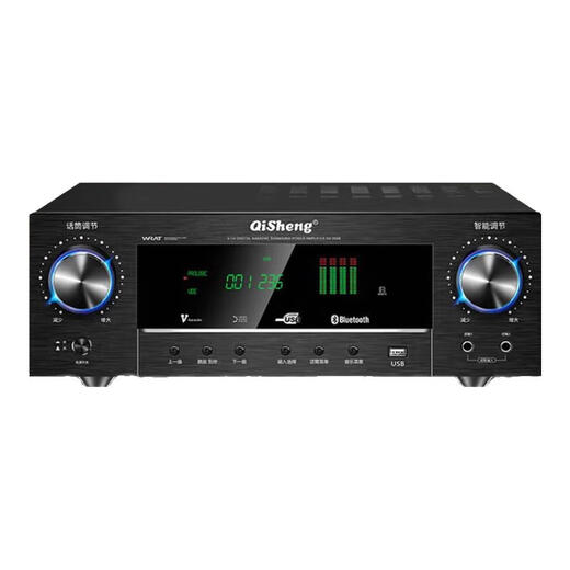 Qisheng family ktv audio combination set theater karaoke machine professional karaoke speaker singing complete equipment home stage conference living room TV karaoke all-in-one jukebox professional ten-inch vertical box vertical 3D surround 12-piece set + 12-inch cannon