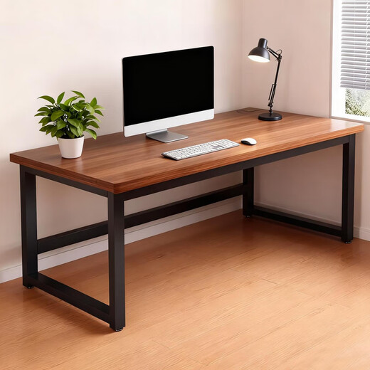 Zhuobo Computer Desk Solid Wood Core Desk Study Desk Home Desk Gaming Desk Long Table BZ35 Walnut Color 1.4m