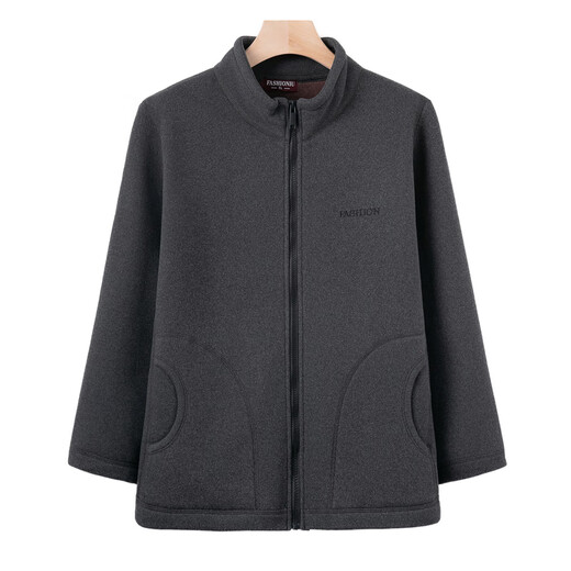 Xiaofu middle-aged and elderly warm tops for men and women, velvet sweatshirts, cardigans, autumn and winter clothes, dad thickened coats, grandpa small cotton coats