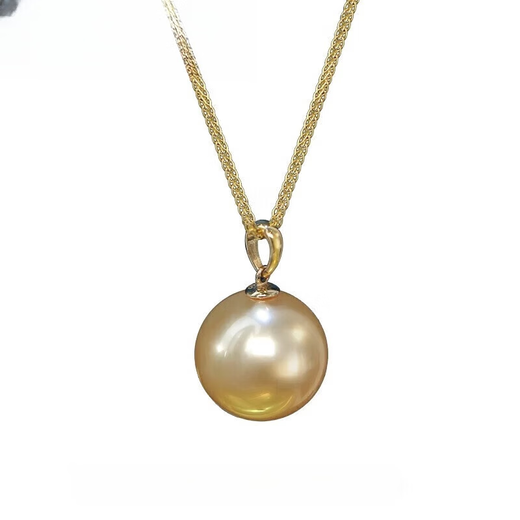Weiyang 2025 Gold Store Light Gold Ocean Seawater Gold Bead Pendant for Women 18k Gold Plated Dry Rose Pearl 10mm