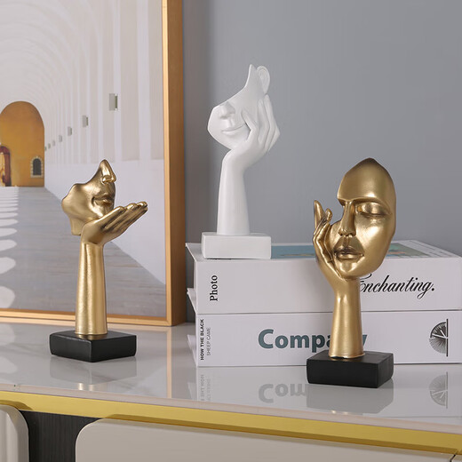 Abstract art wine cabinet decoration ornaments high-end niche home living room TV cabinet office character sculpture thinking about gold