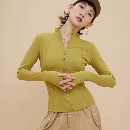 Sports Fitness Jacket Women's Zippered Long Sleeve Jacket Stand Collar Yoga Pilates Running Top Rose Red XL XL