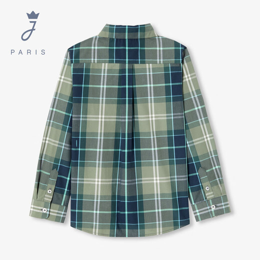 JACADI French boys' long-sleeved shirt new pure cotton spring and autumn versatile plaid top 2043783 gray/multicolor 779 120 /6A