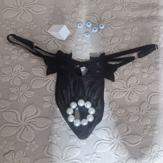 He Jiagong sexy men's beaded ring thong single adjustable waist massage T-pants beaded underpants abstinence style black one size fits all 80-150Jin Jin is equal to 0.5 kg