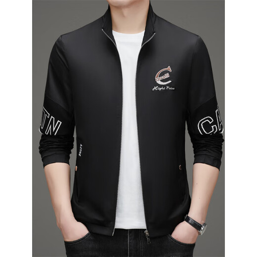 AX Armani men's casual jacket Korean style trendy brand versatile men's top 2025 new handsome autumn jacket black M 170
