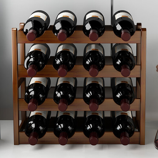 The middle shopkeeper's simple wine rack storage rack solid wood wine cabinet red wine display rack home decoration bar small wine display rack brown style - second floor 33CM