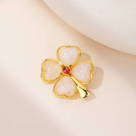 Yalundi four-leaf clover brooch, high-end luxury temperament corsage for women, 2025 new style fixed clothing scarf buckle birthday gift