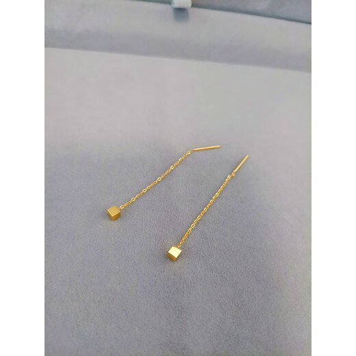 Pumanzhuji slimming face, not easy to fade, 18K gold geometric small square earrings, simple daily hypoallergenic small earrings, gold 1 pair