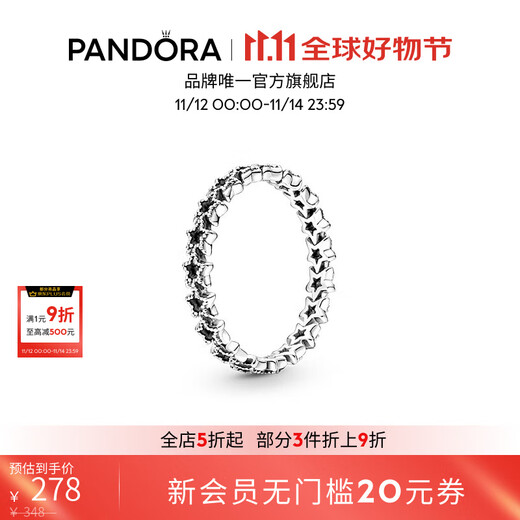 PANDORA Moment Starry Ring 925 Silver Stars Guardian Energy Fashion Birthday Gift for Girlfriend 190029C00 52mm