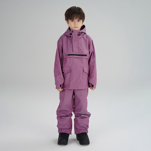 Xueyipai children's ski wear double-board snowboard pants for boys and girls windproof and waterproof mid-to-large roland purple-B one size fits all 110