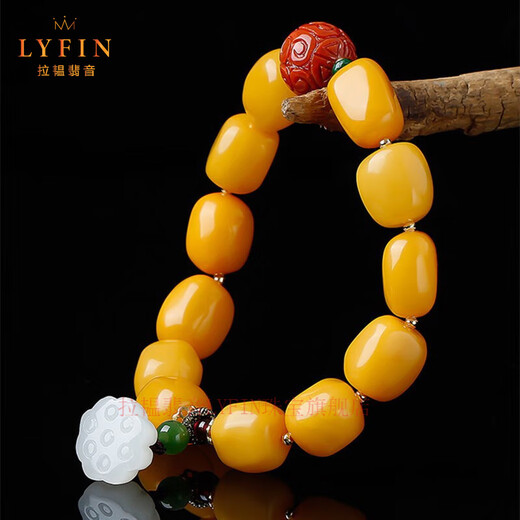 La Yun Feiyin Baltic Sea Beeswax Bracelet Women's Single Circle Original Light Luxury DIY Bracelet Fashionable White Lotus Pendant Bracelet